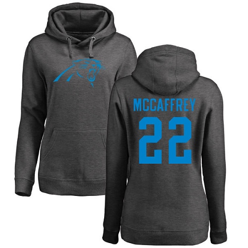 Carolina Panthers Ash Women Christian McCaffrey One Color NFL Football #22 Pullover Hoodie Sweatshirts->women nfl jersey->Women Jersey